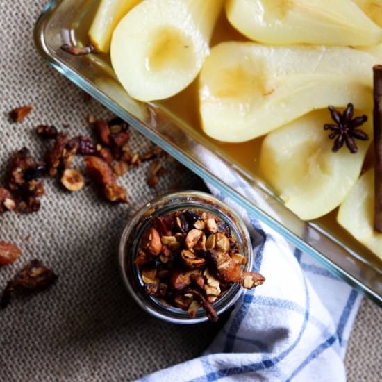Granola and Poached Pears