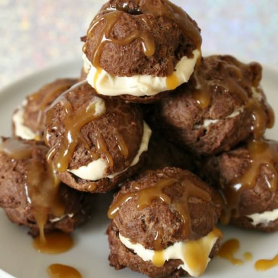 Chocolate Caramel Cream Puffs