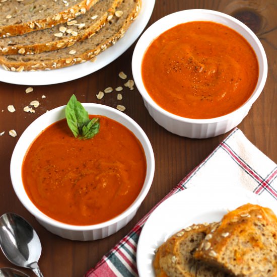Roasted Red Pepper Tomato Basil Soup
