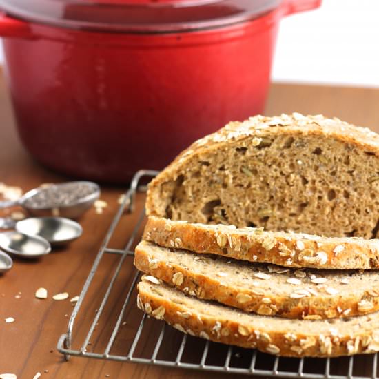 No-knead Whole Wheat Chia Bread