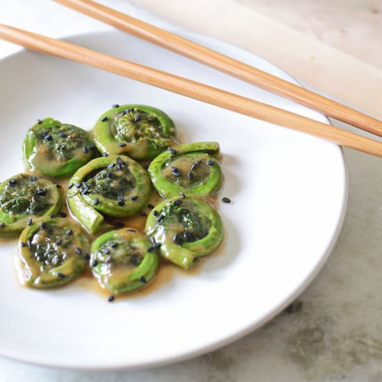 Brown Sugar Miso Fiddleheads