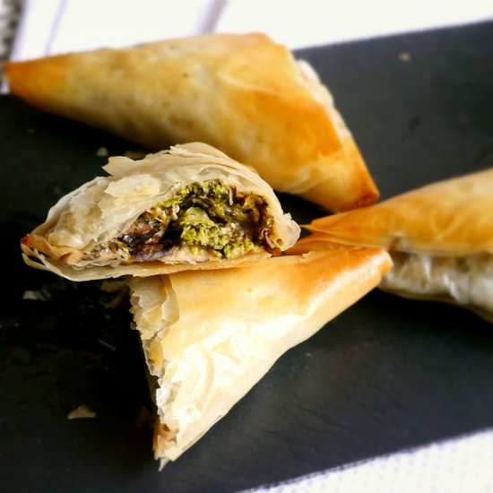 Mushroom Broccoli Phyllo Pockets