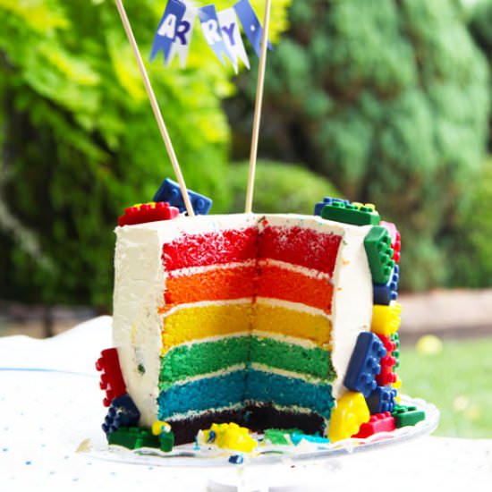 Rainbow Cake with Lego Fondant