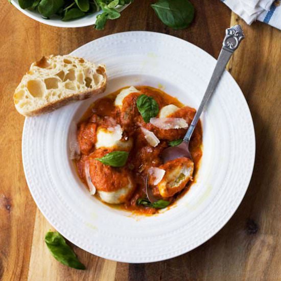 Ricotta Gnudi with Tomato Sauce