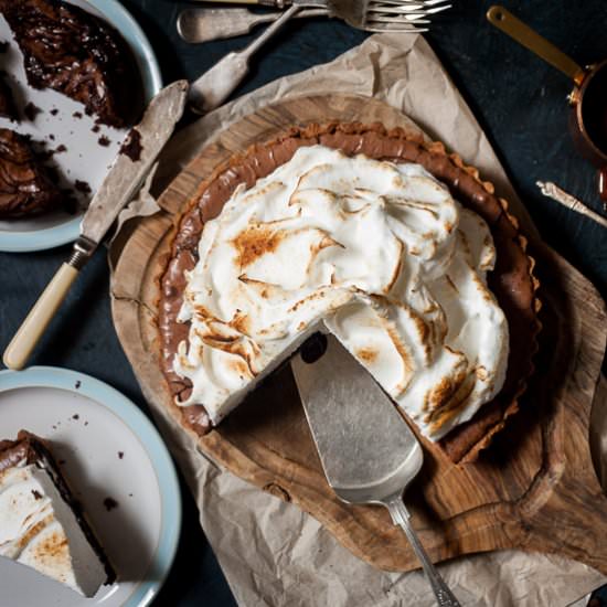 Smoked Caramel Sea Salt Brownie Pie