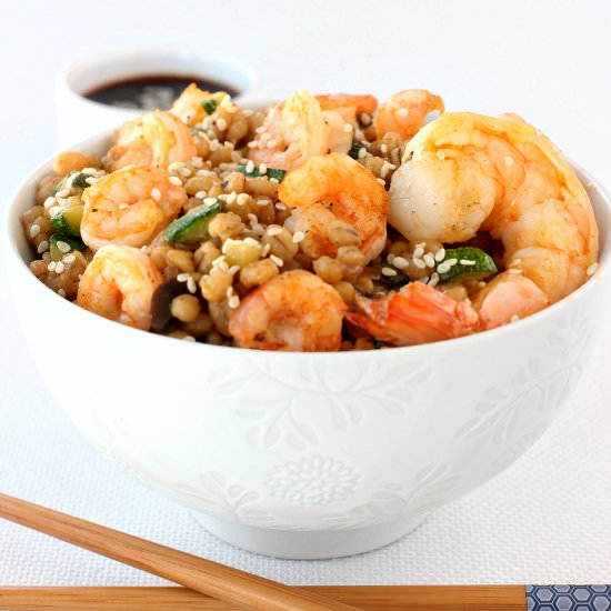 Asian Shrimp Barley Bowl