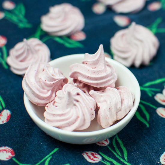 Strawberry Swirl Meringue Cookies