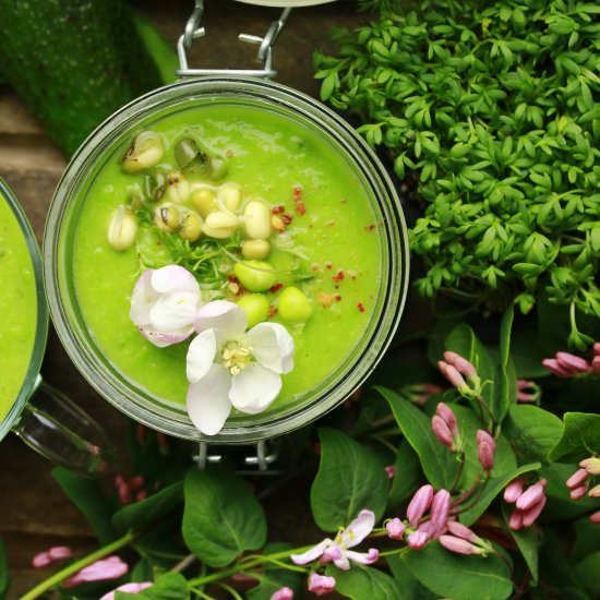 Chilled Peas-Avocado Soup (vegan)