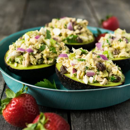 Tahini Tuna Salad Stuffed Avocados