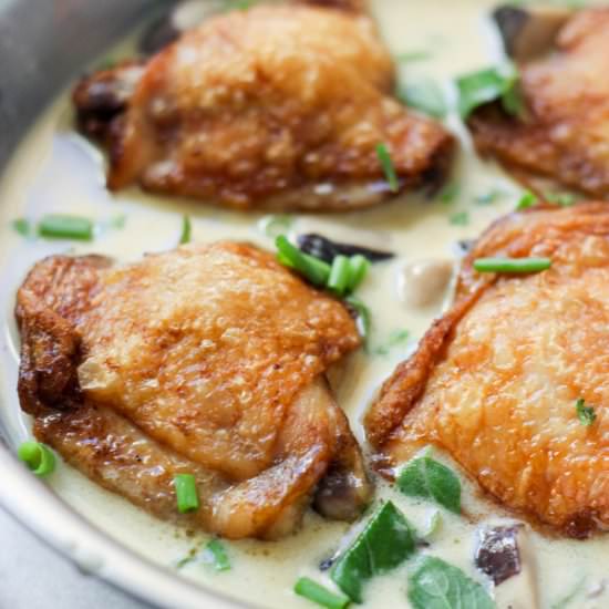 Baked Chicken with Mushroom Cream
