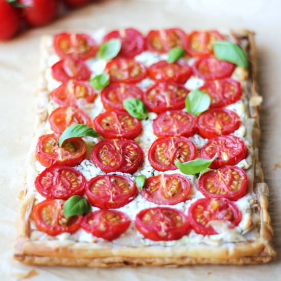 Tomato, Goat’s Cheese & Basil Tart