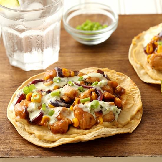 Barbecue Chicken and Corn Tostadas