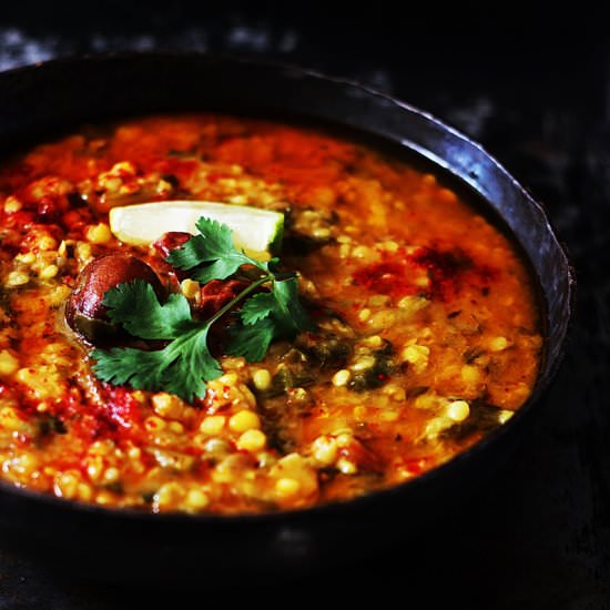Mix Dal with Turnip Greens