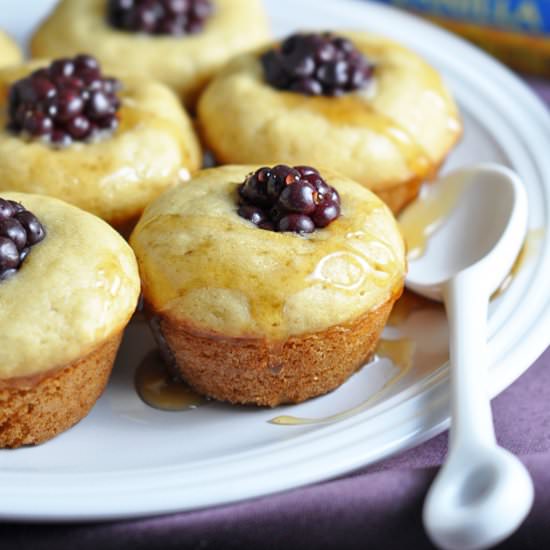 Honey Blackberry Pancake Muffins