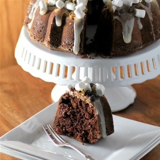 Cherry Chocolate Walnut Bundt Cake