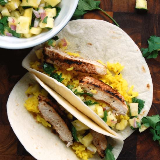 Jerk chicken tacos pineapple salsa