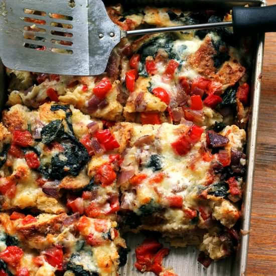 Vegetable and cheddar strata