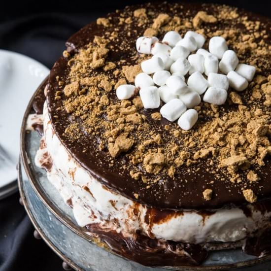 S’more Brownie Ice Cream Cake