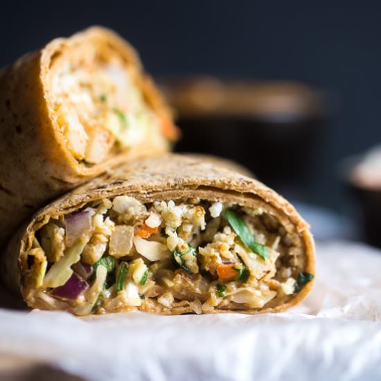 Thai Peanut Cauliflower Rice Wraps