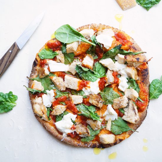 Crispy Chicken & Spinach Pizza