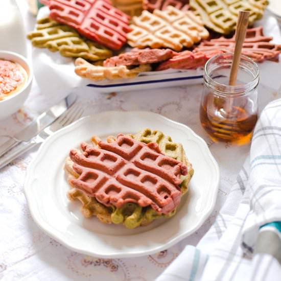 Spelt Waffles with Rosewater Maple