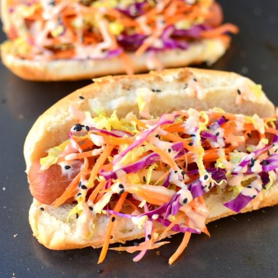 Sriracha Slaw Hot Dogs