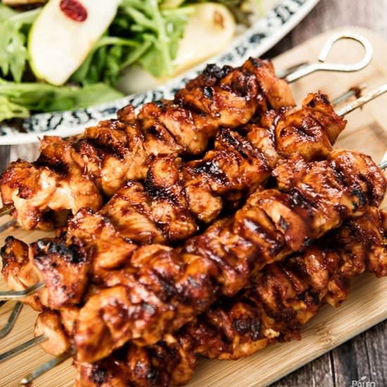 Chicken Kebabs With Apple Salad