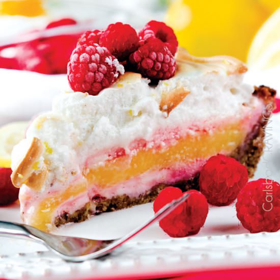Frozen Lemon Meringue Raspberry Pie