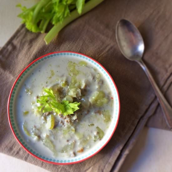 Leek Soup with Ground Beef