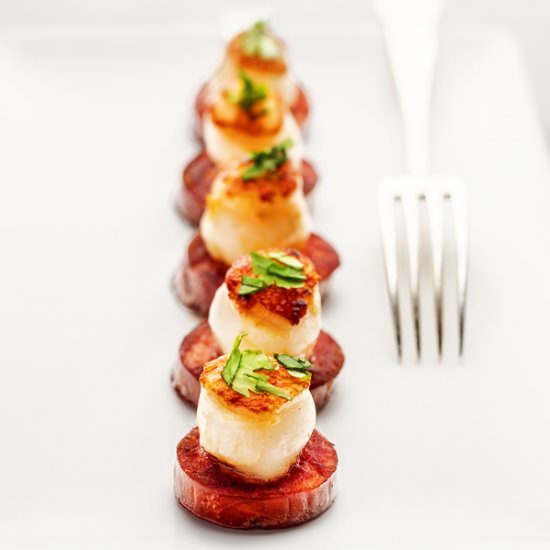 Seared Scallops and Chorizo