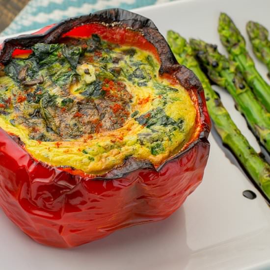 Spinach Mushroom Egg Stuffed Pepper