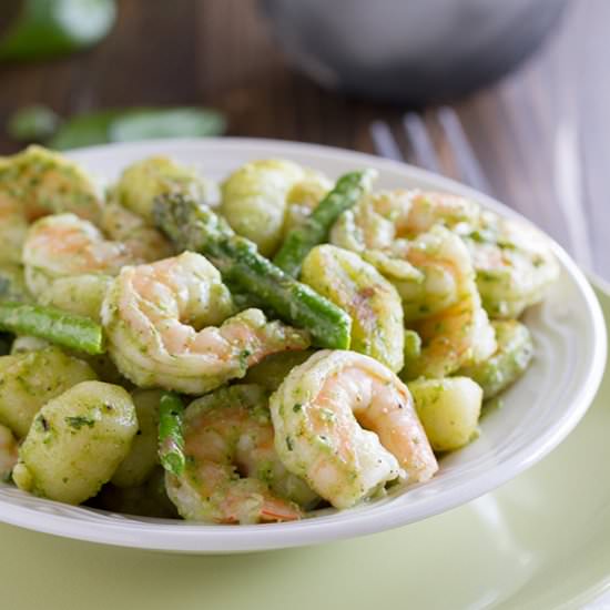 Gnocchi with Pesto and Shrimp