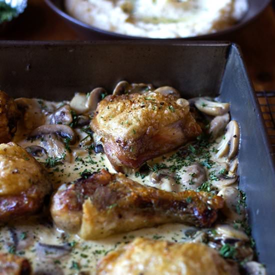 Crispy Chicken in Mushroom Sauce
