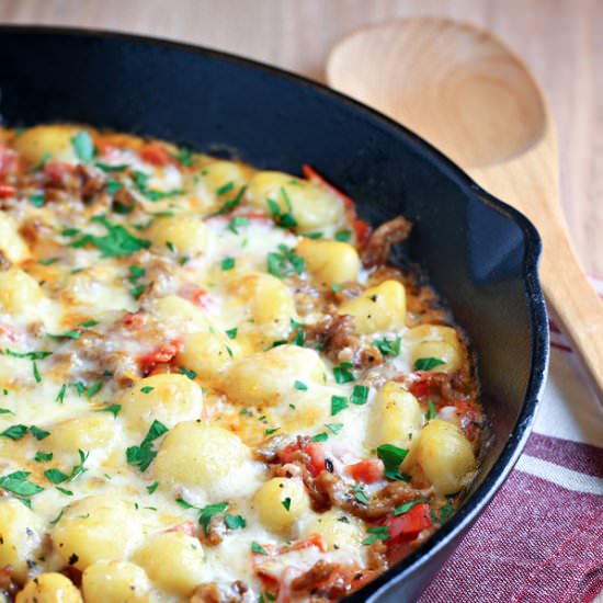 Cheesy Gnocchi and Sausage Skillet