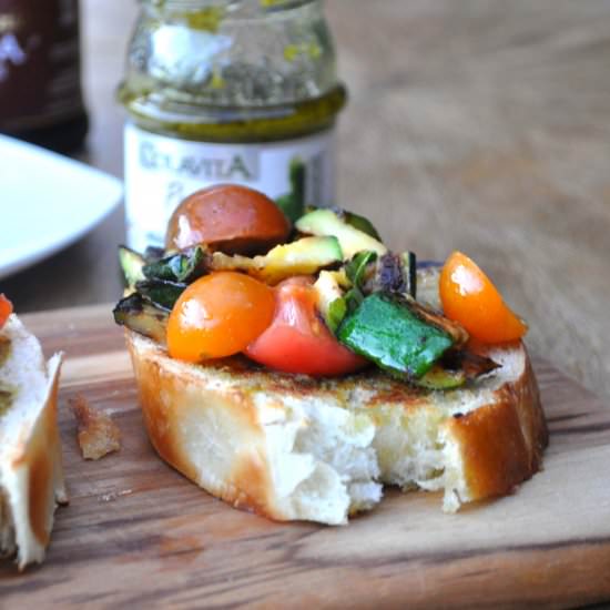 Tomatoes and Zucchini Bruschetta