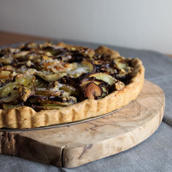 Rye Potato Tart with Blue Cheese