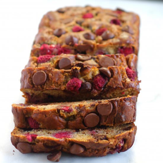 Chocolate Chip Raspberry Banana Bread