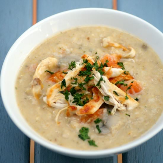Healthy Creamy Chicken & Rice Soup