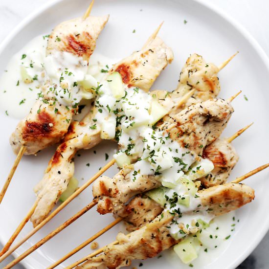 Chicken Skewers with Yogurt Sauce
