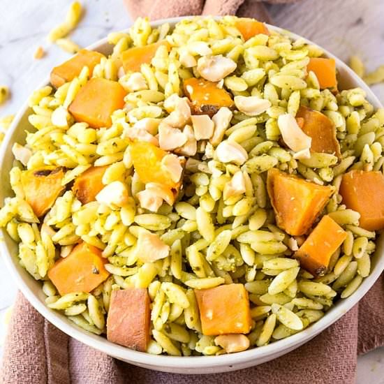 Pesto + Sweet Potato Orzo Salad