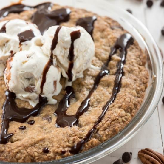Chocolate Pecan Oatmeal Cookie Pie