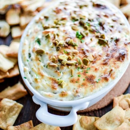 Warm Pistachio Cheese Dip