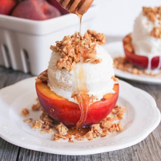 Grilled Peach Crisp Sundaes