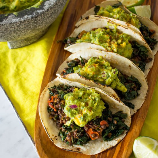 Lentil Tacos with Mango Guacamole