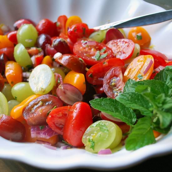 Refreshing Grape Mint Tomato Salad