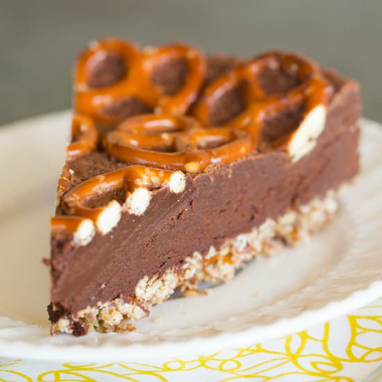 Salted Dark Chocolate Pretzel Cake