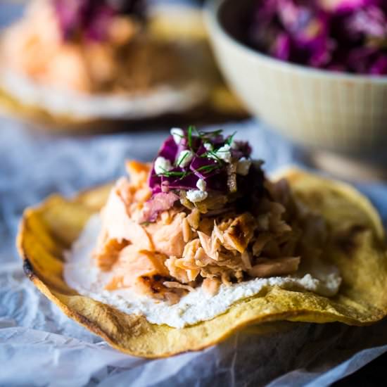 Grilled Maple Dijon Salmon Tostadas