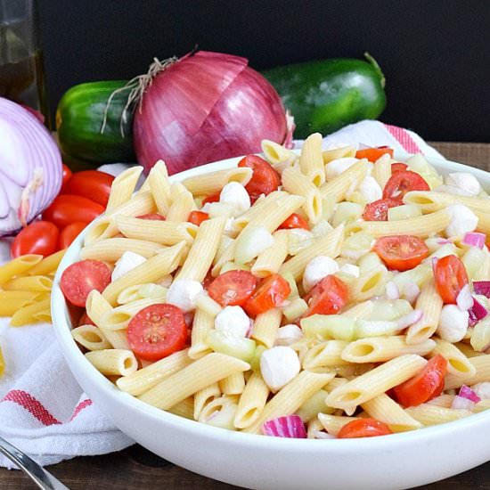 Cucumber & Tomato Pasta Salad