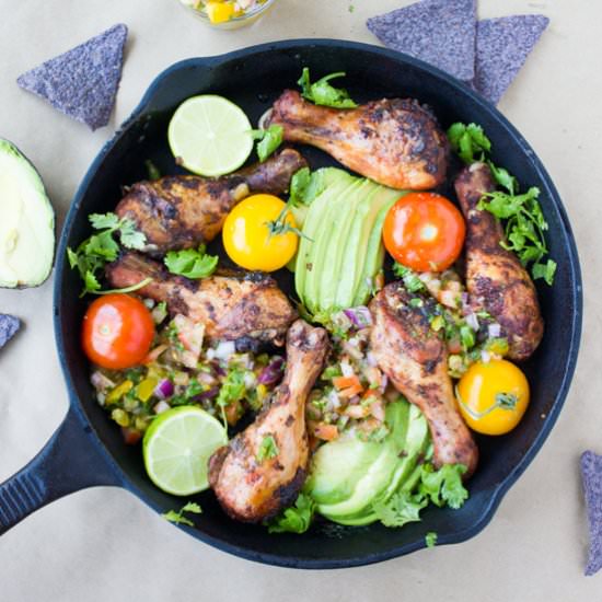 Salsa Avocado Roast Chicken Skillet