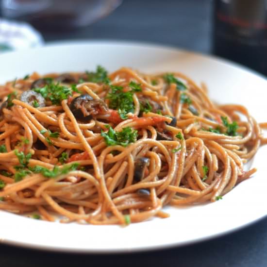 Whole Wheat Pasta all Puttanesca